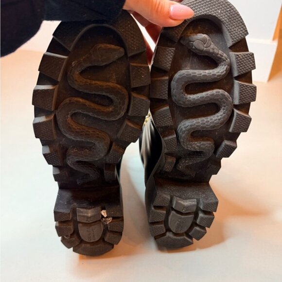 Gucci Black Leather Combat Ankle Boots | White Laces | Gold Accents | Size 7 - Picture 17 of 17